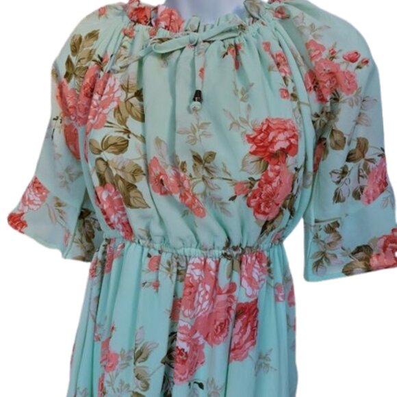 Blue and Pink Floral Dress Fits Medium / Large - Picture 4 of 6